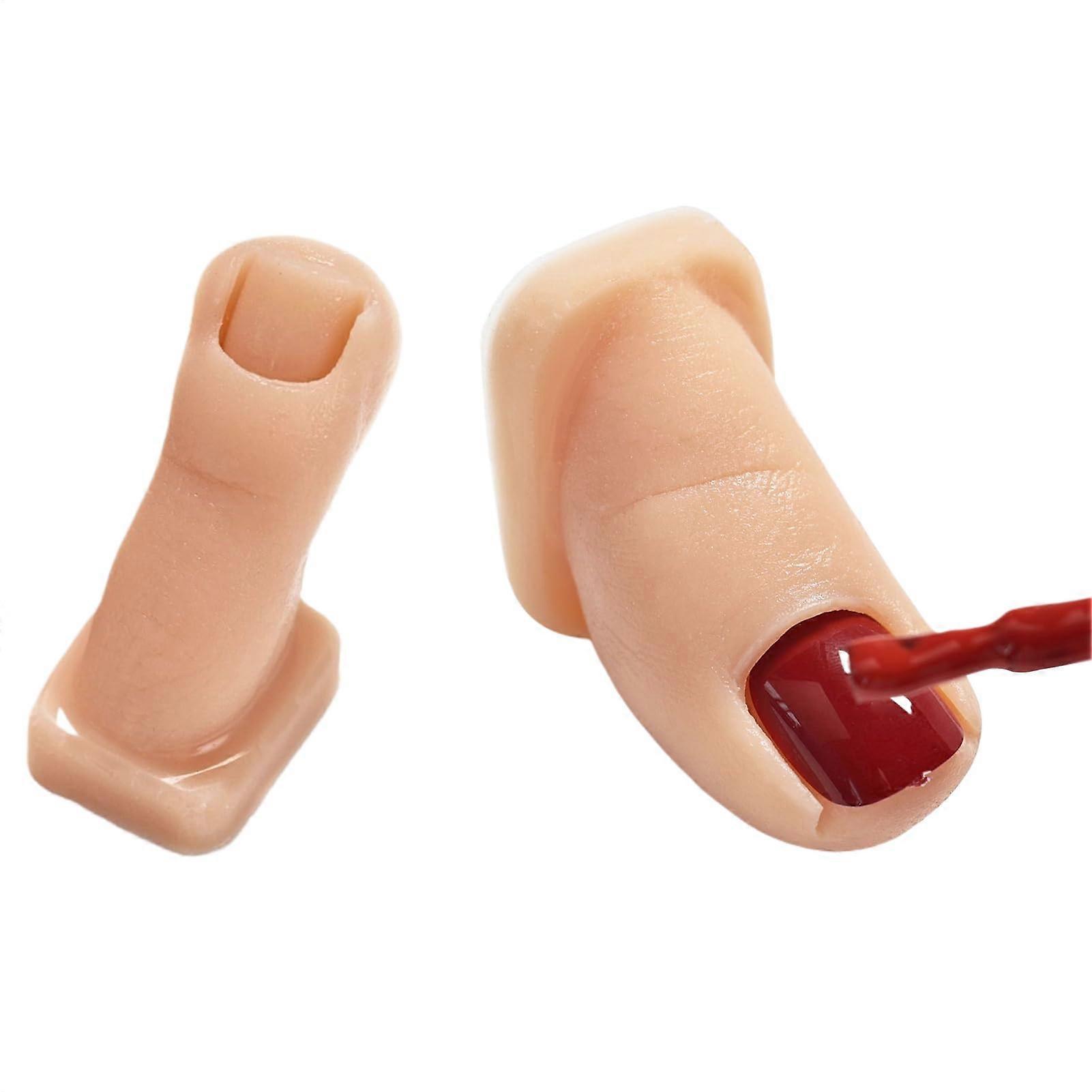 2pcs Silicone Nail Training Hand for Manicure Practice with Realistic Toe Simulation and Flexible Base