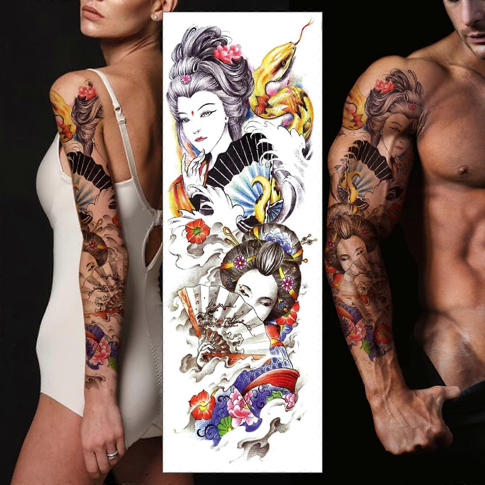 Temporary Tattoo Sleeve Waterproof Realistic 3D Full Arm Coverage Easy Apply
