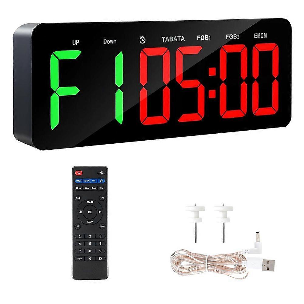Gym Timer Clock for Tabata/FBG/EMOM - Large Workout Clock for Home Gym with Remote Control, Count Down & Up EU Plug