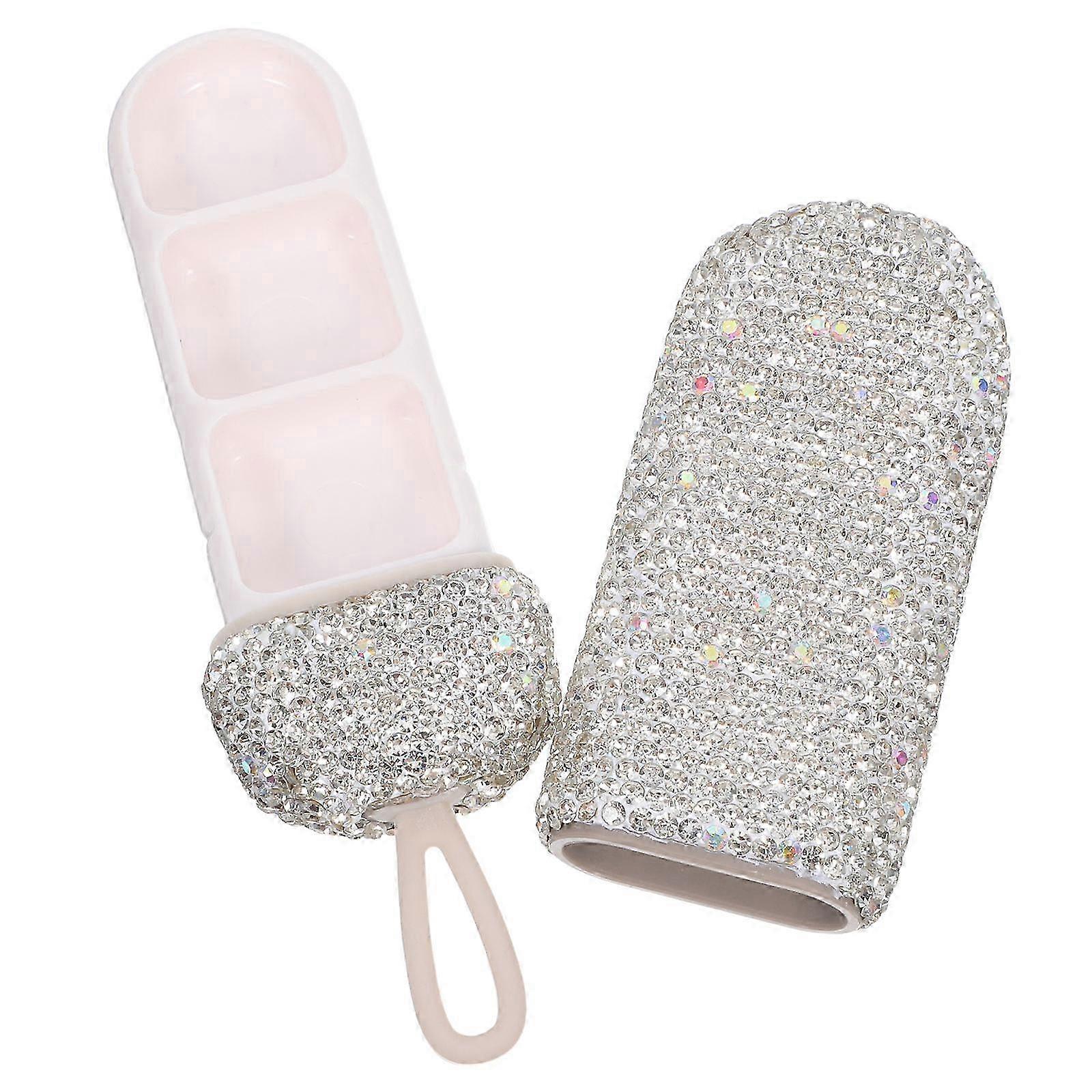 Portable Bling Pill Organizer for Medication with 3 Compartments