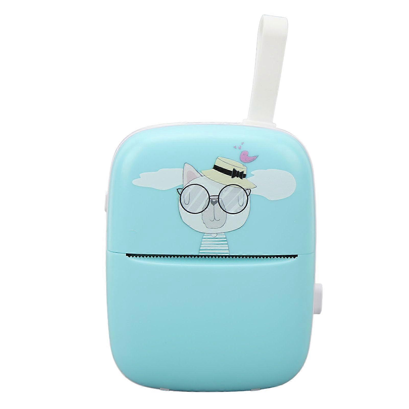 Mini Thermal Printer Bluetooth Wireless with Cartoon Design for Home School Office Blue