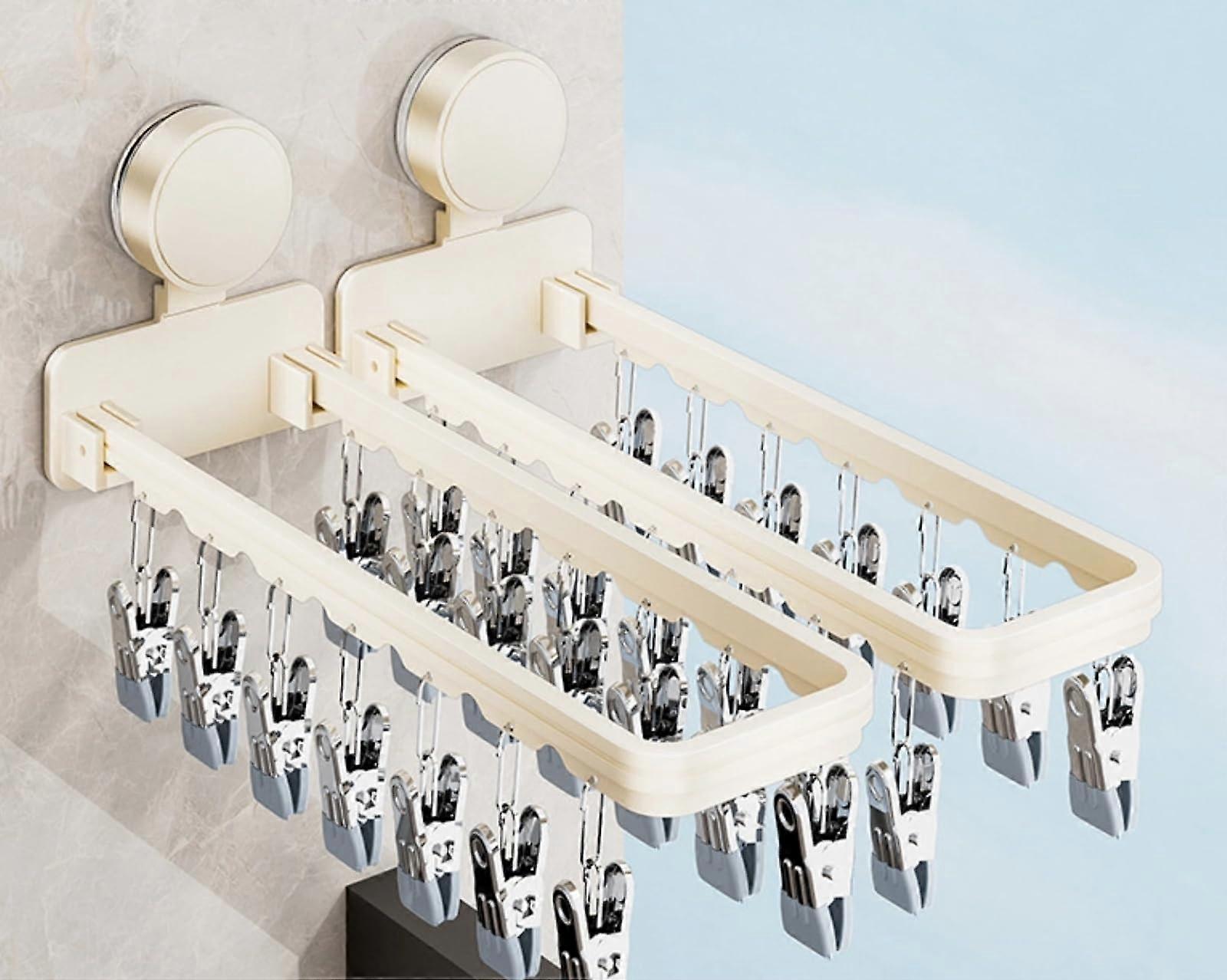 Space Aluminum Folding Drying Rack Rust Proof Wall Mounted Clothes Dryer with Strong LoadBearing Rod