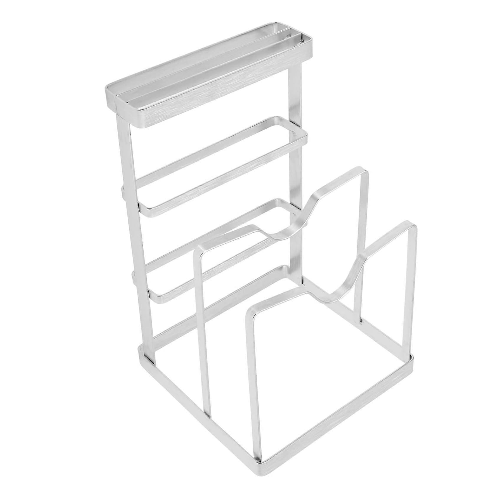 Stainless Steel Pot Lid Holder Rack with RustProof SpaceSaving Design for Kitchen Utensils Organizer