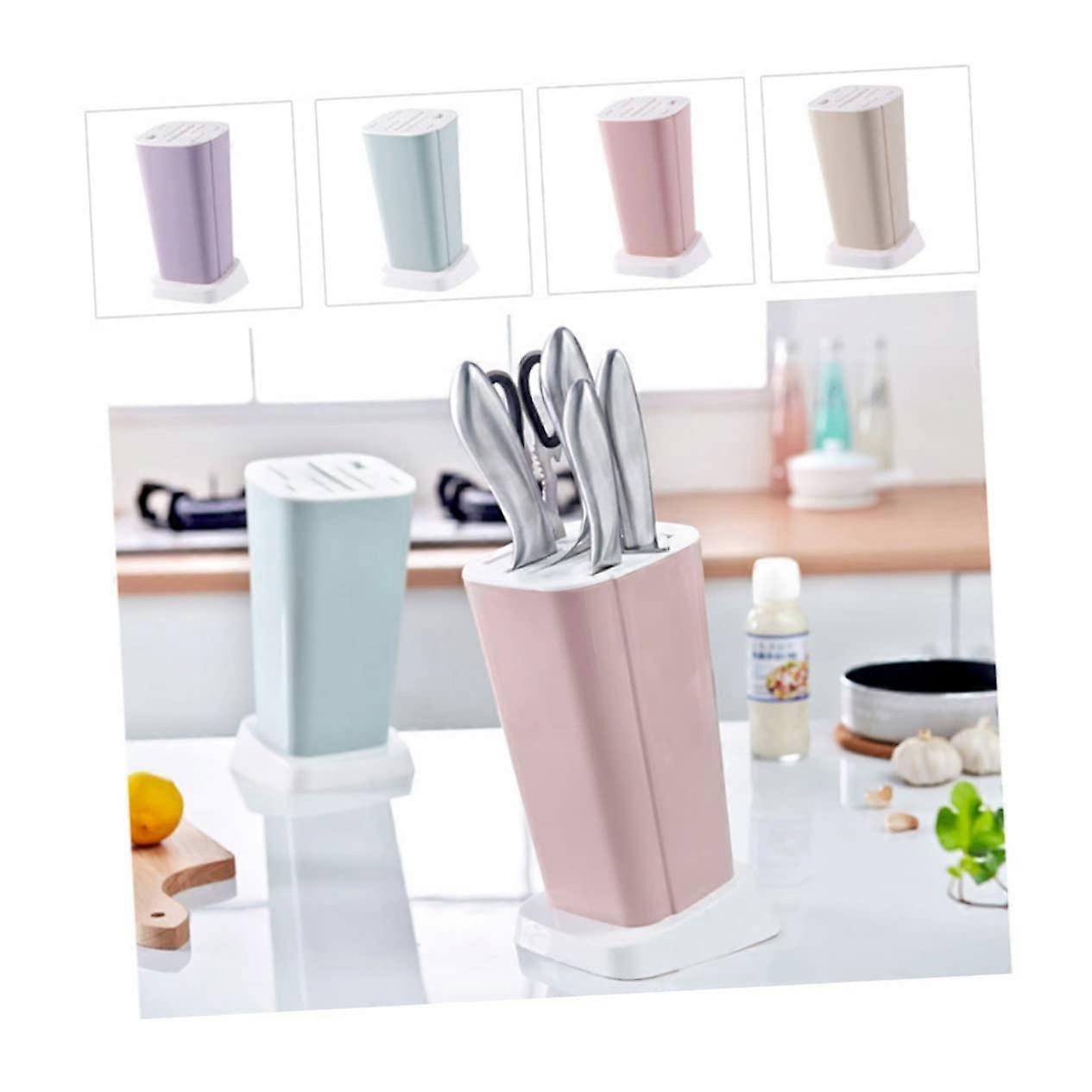 Magnetic Knife Storage Rack with MultiPartition Design and Rotatable Drainage Base for Kitchen