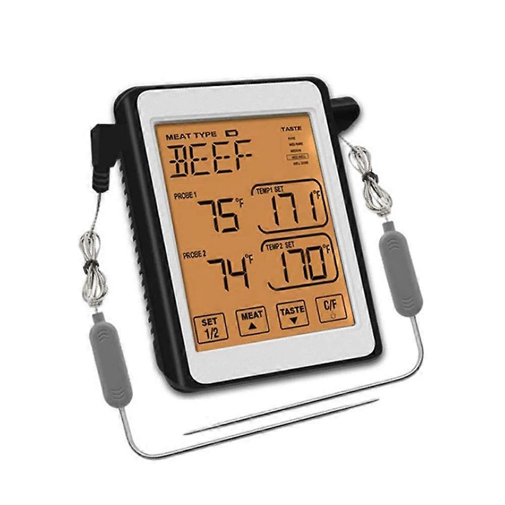 Digital Meat Thermometer with Dual Probes and Touchscreen LCD for BBQ Smoking and Kitchen Cooking