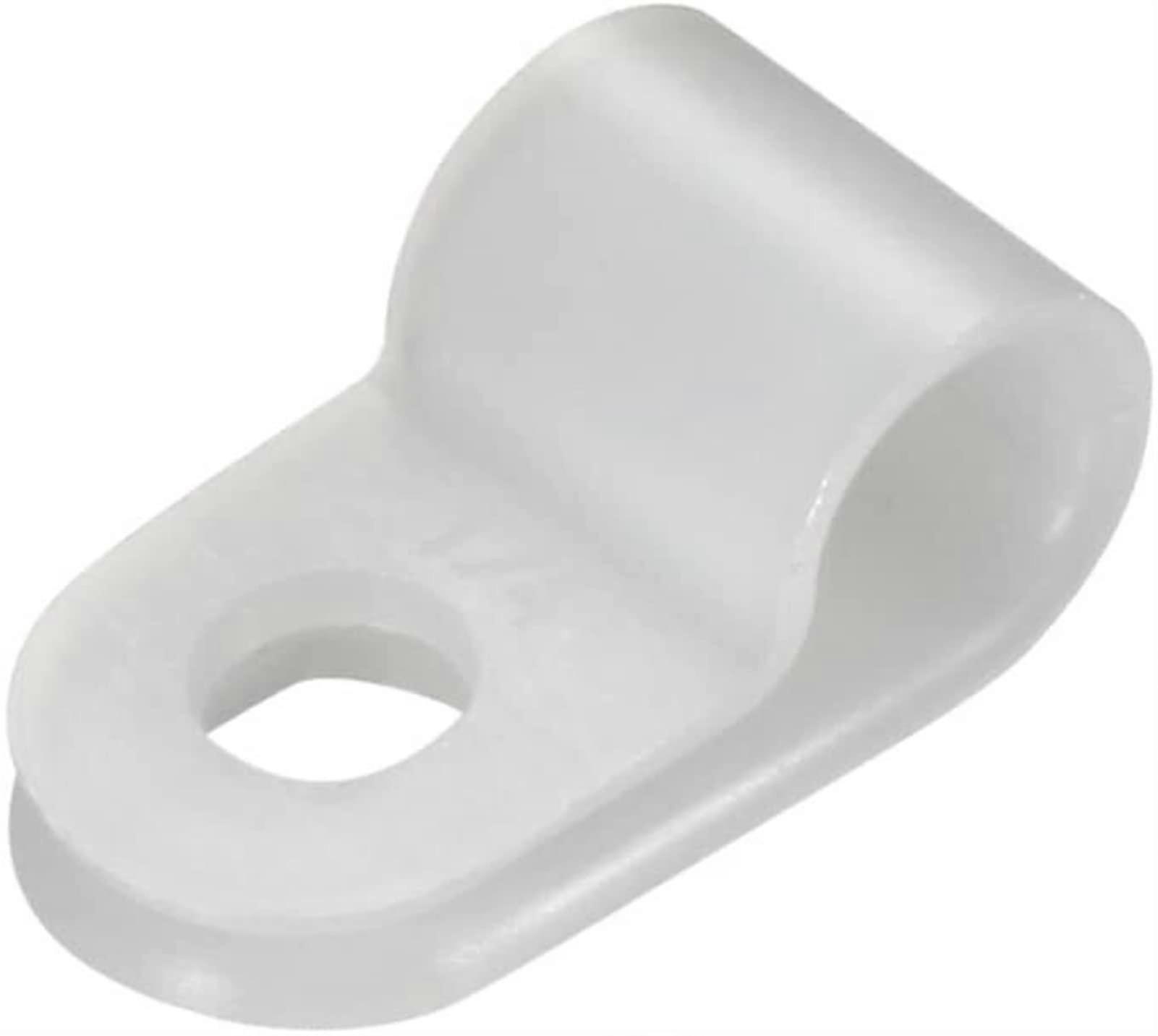 Cable Clips 50pcs Nylon RType Clamp Organizer for Wire Management 6.4mm White Durable