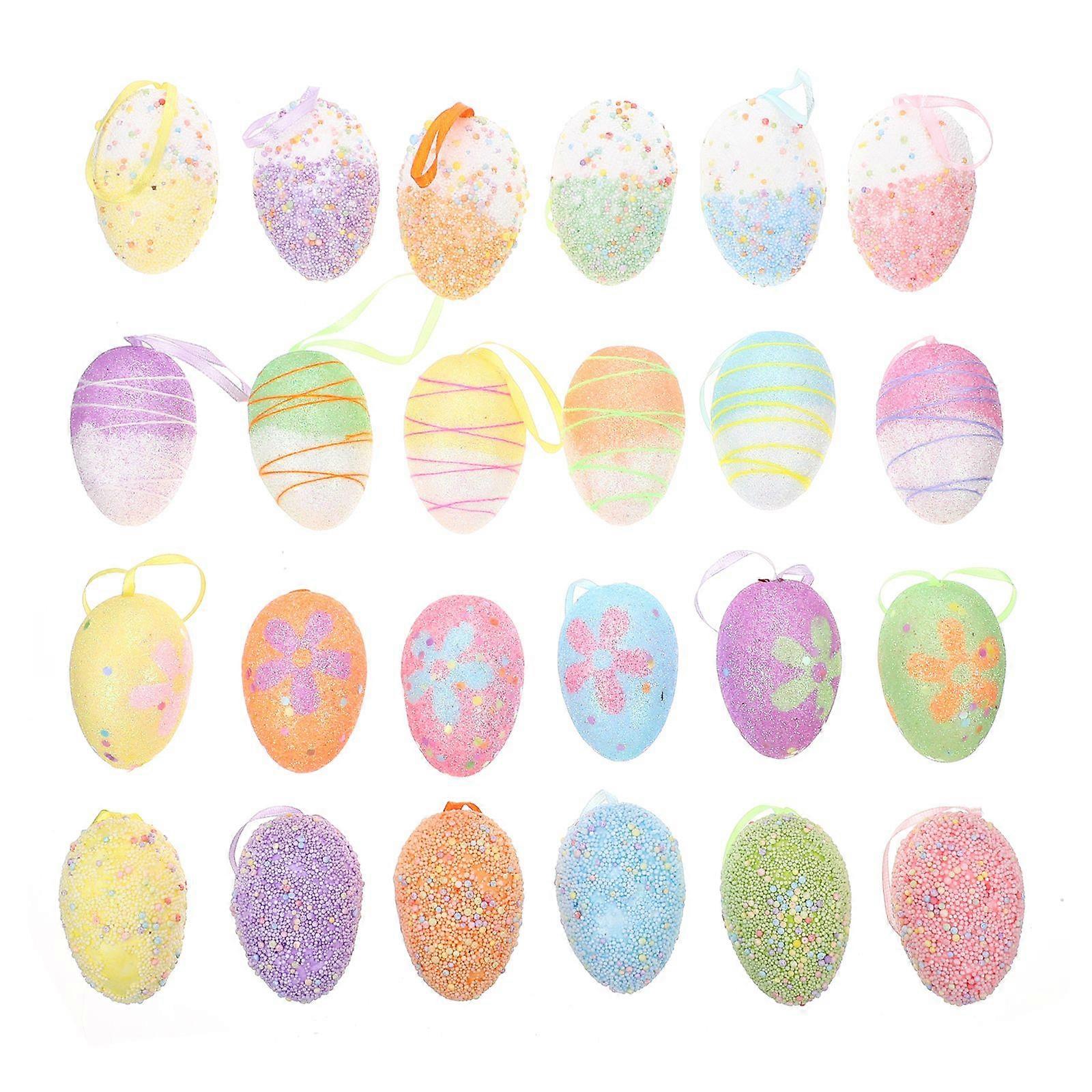 24Pcs Exquisite Easter Egg Pendants Festival Pendants Foams Easter Egg Decors