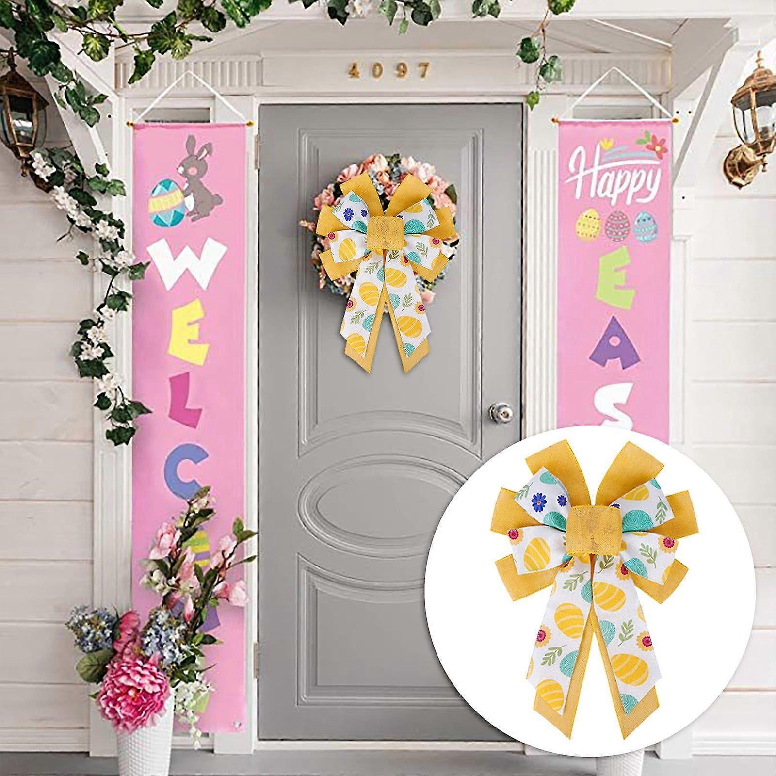 Home Decor Easter Bow Wreath Easter Bunny Wreath Bow Easter Decoration Spring