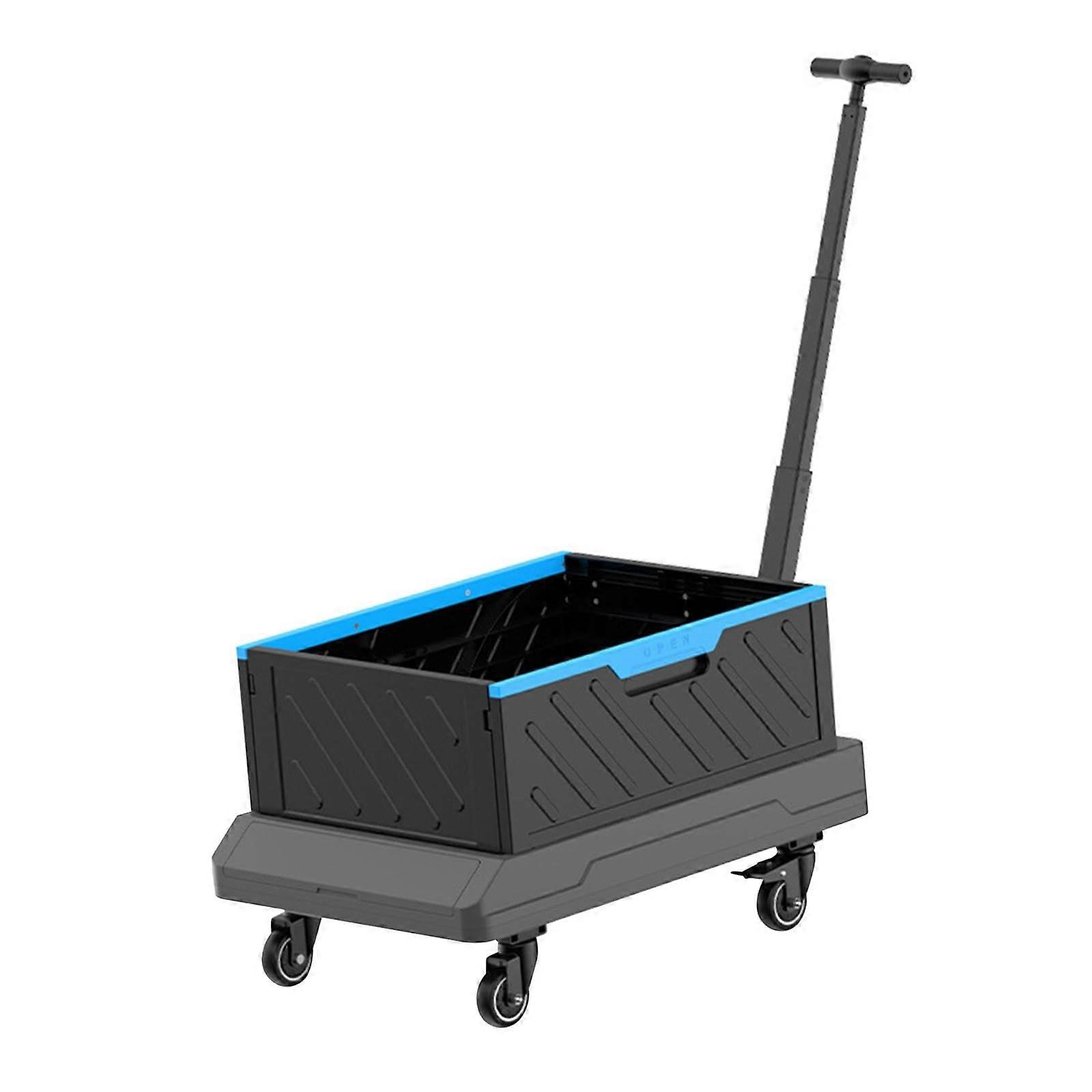Folding Wagon Cart with Adjustable Handle, Swivel Rubber Wheels, Compact Storage for Shopping and Camping