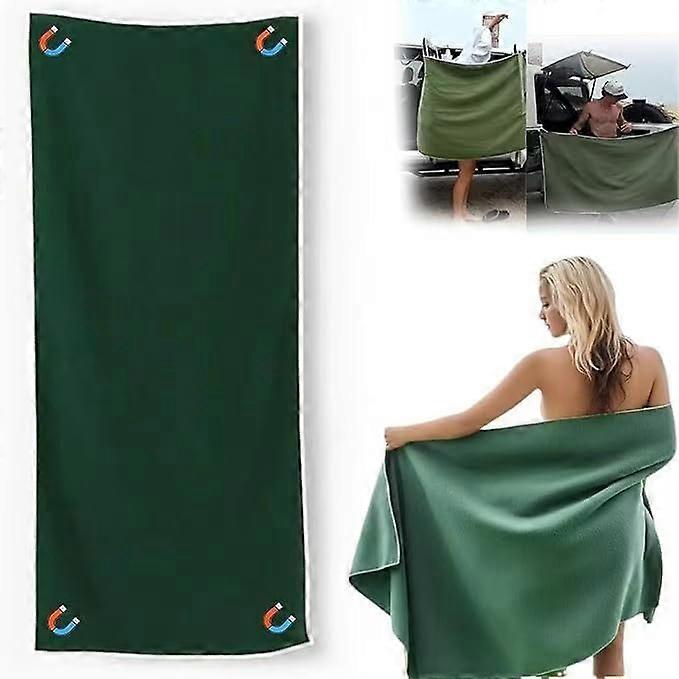 Oversized QuickDry Microfiber Beach Towel 30'x75' with Magnetic Closure, SandResistant Green