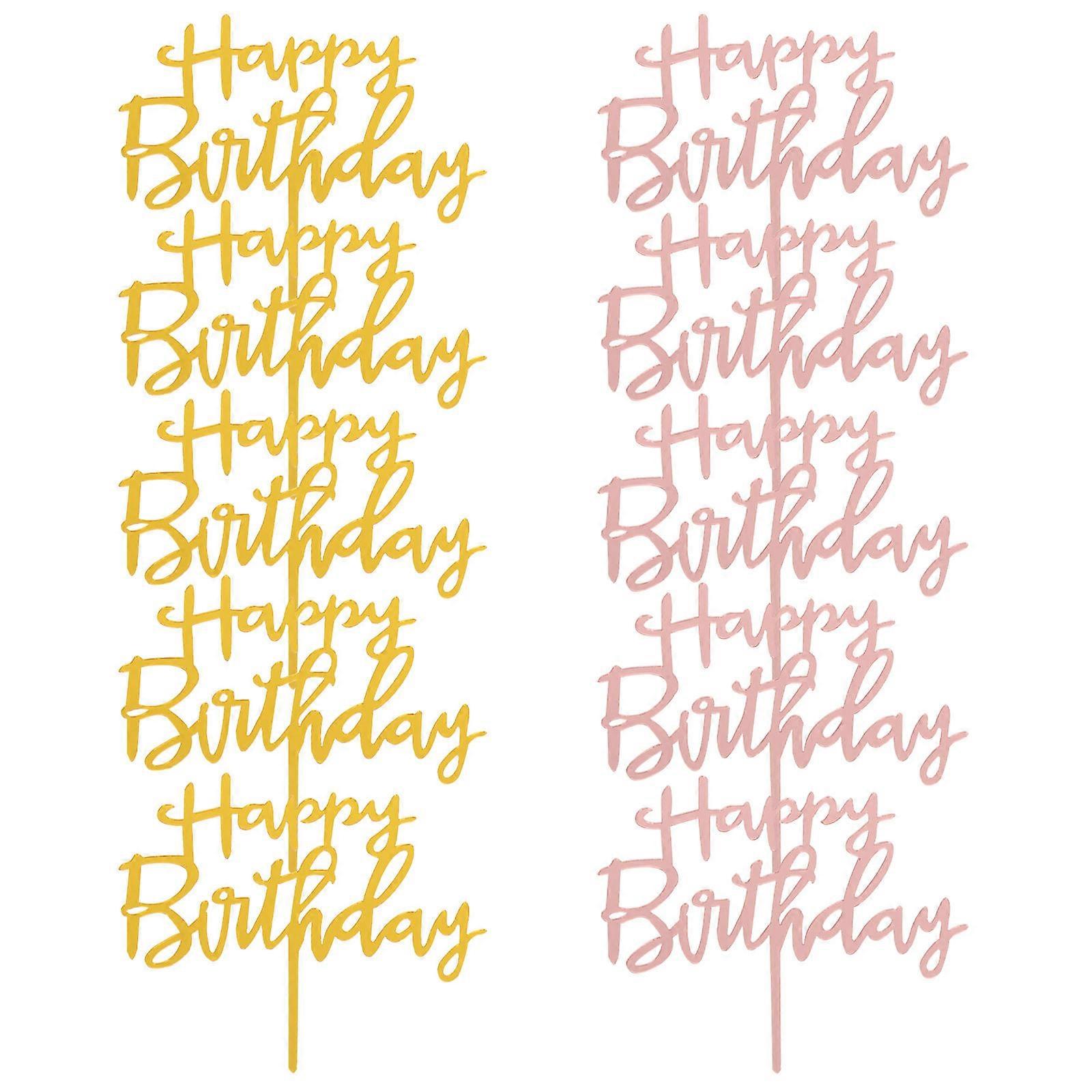 Plastic Cake Picks Cake Insert for Happy Birthday 10Pcs Decorations