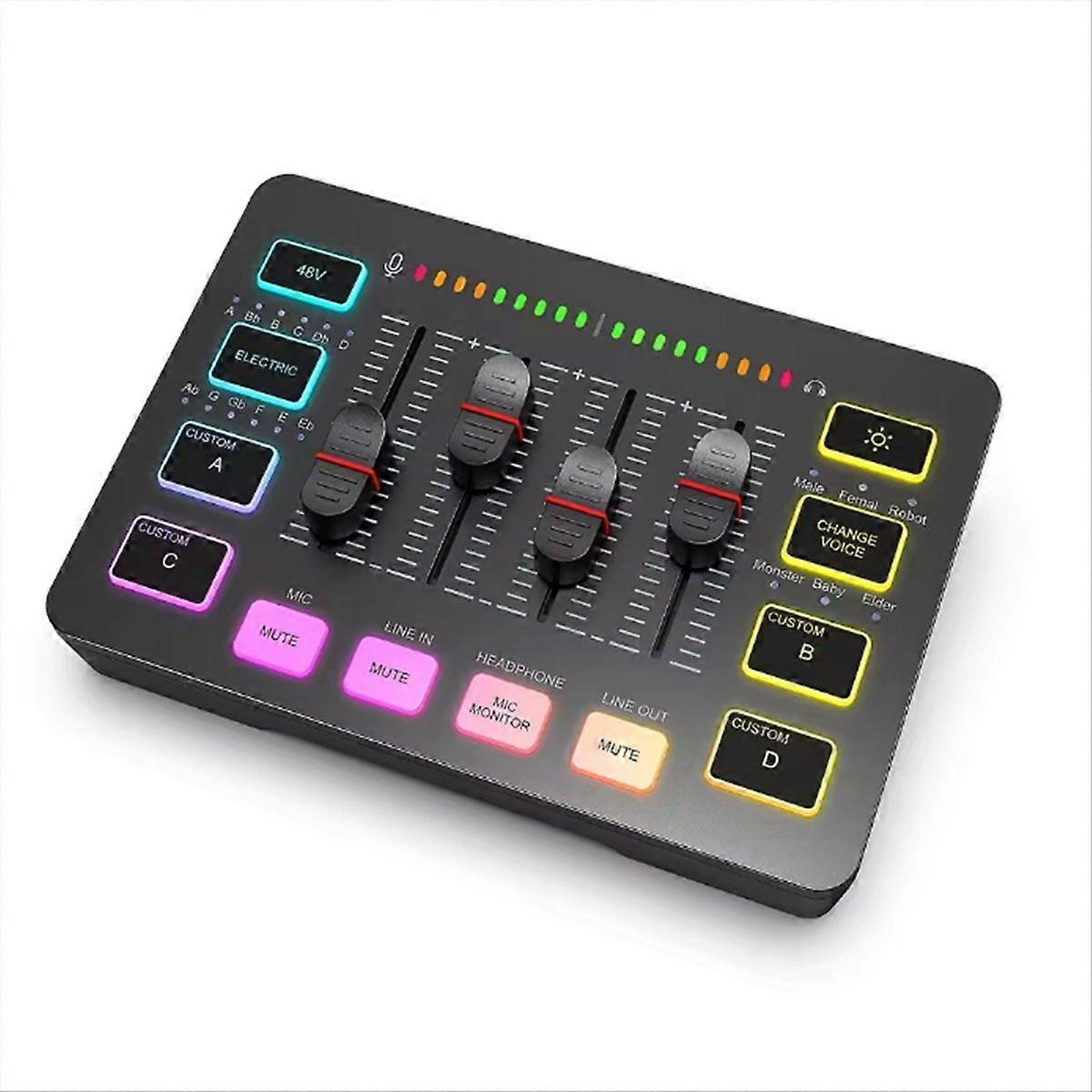 Gaming Audio Mixer,Streaming 4-Channel RGB Mixer