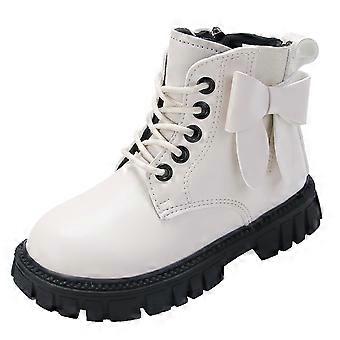 Stivali da bambina, stivali per bambini con tacco alla caviglia, suola morbida e comoda per bambini, stivali casual alla moda per tutti i giorni, scarpine per neonati, 02 bianco, 3,5-4 anni