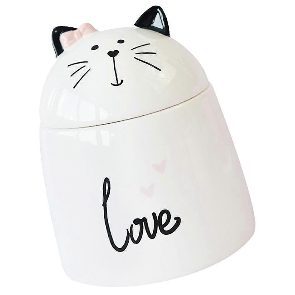 Cat Shaped Ceramic Jar for Storage 2Pcs White Multipurpose Canister