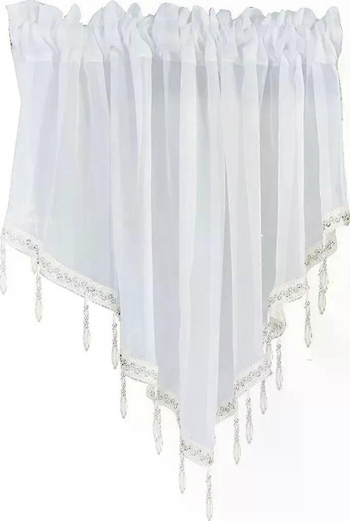 Solid Color Triangle Shape Kitchen Short Curtain Window Valance Drape Home Decor White