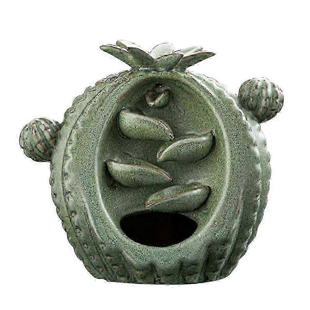 Cactus Shaped Ceramic Backflow Incense Burner for Meditation 2Pcs