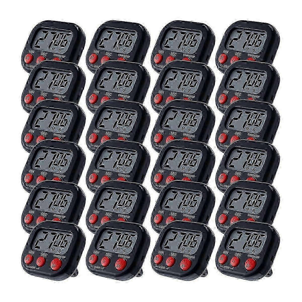 24 Pcs Digital Kitchen Timer Magnetic Back Timer Bulk Large Screen Loud on/Off Switch Minute Second