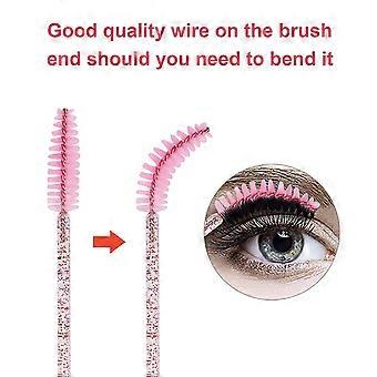 100PCS Disposable Eyelash Brush, Mascara Wands Makeup Brushes Applicators Kits for Eyelash Extensions and Eyebrow Brush with Container (Pink)