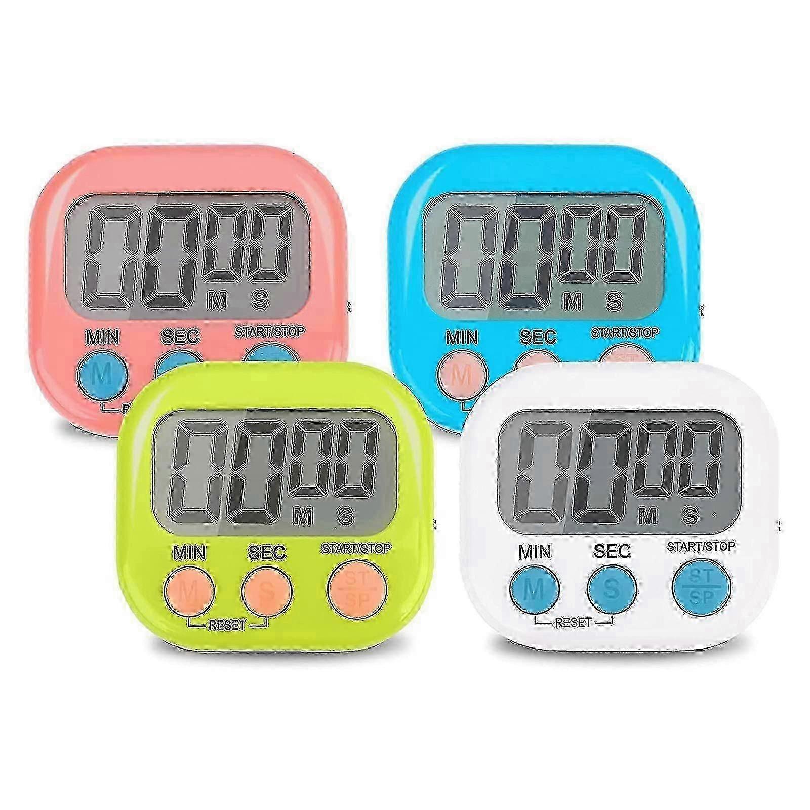 4-Color Digital Kitchen Timer with Magnet, Countdown Stopwatch for Kids & Cooking