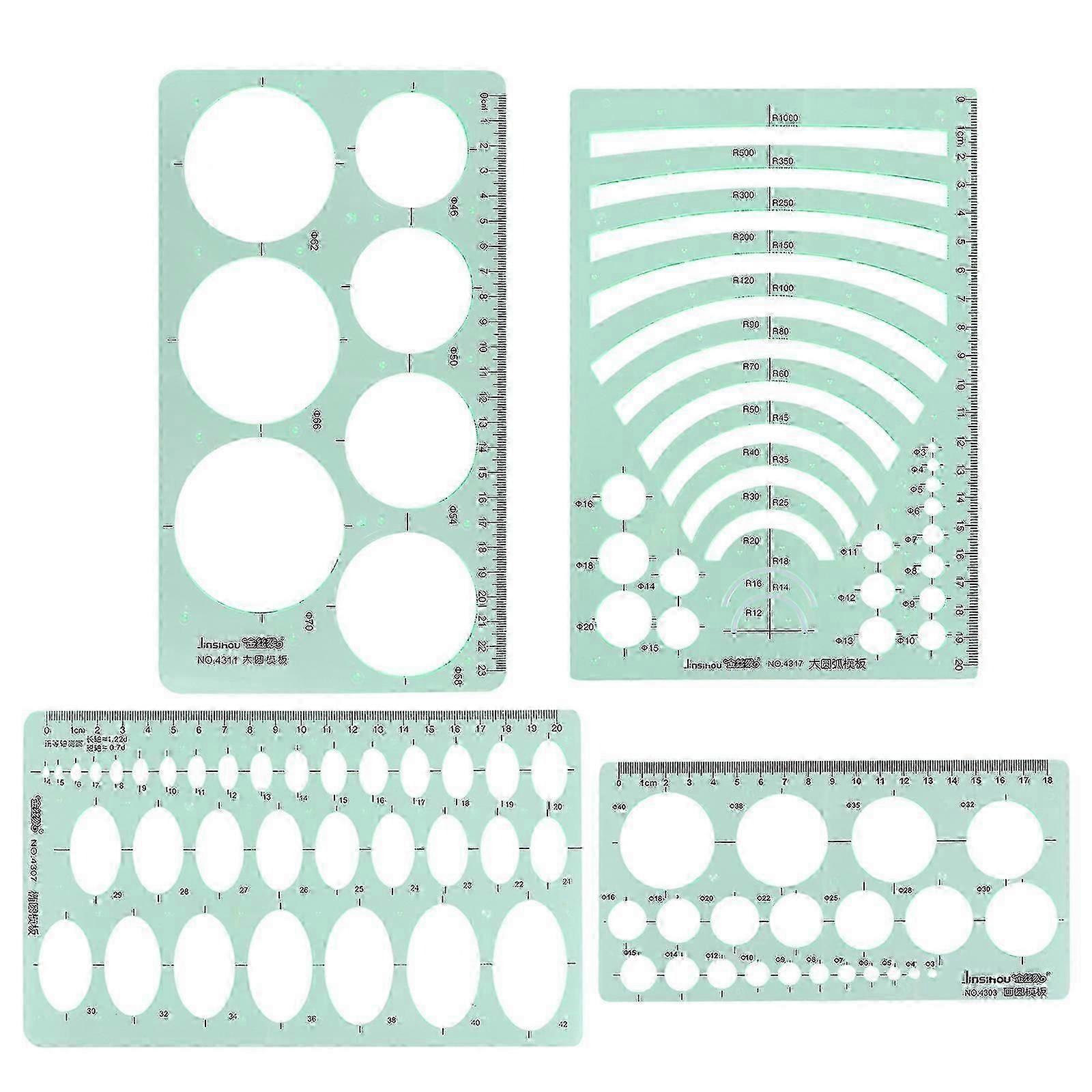 2026 4pcs Measuring Template Stencil Geometric Stencils Multiple Shapes Drawing Tools