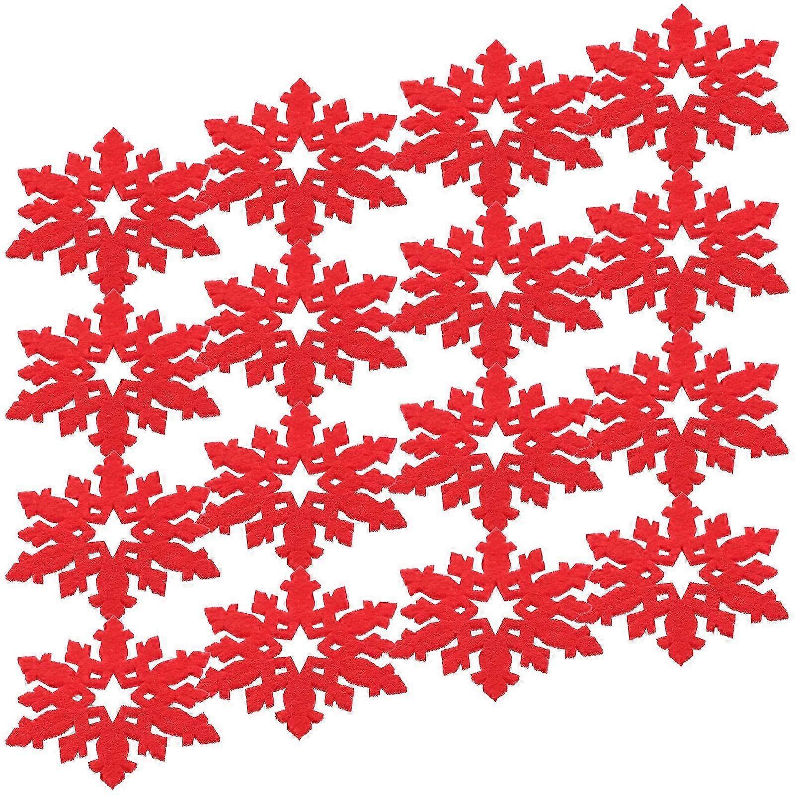 Cup Mat Christmas Coasters Felt compatible with Decor 24Pcs Snowflake Shape