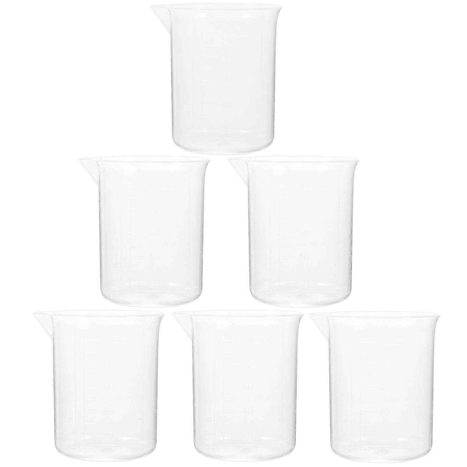 Liquid Container Plastic Beaker for Laboratory Use 6Pcs 100Ml PP Measuring Cups