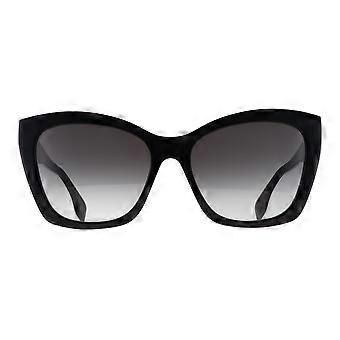 Okulary przeciwsłoneczne Fendi FE40151I z napisem 01B, błyszczące, czarne, dymne, szare, gradientowe