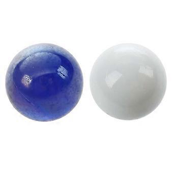 20 Murmeln, 16 mm, Glasmurmeln, Dekokugeln, Farbnuggets, Spielzeug, Weiß + Dunkelblau, Set