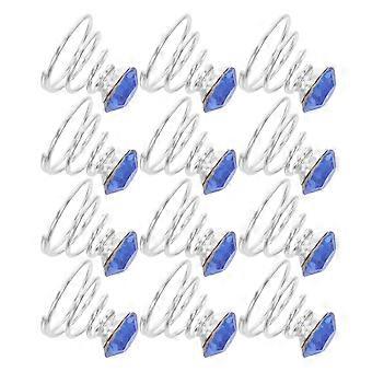 12pcs Ladies Rhinestone Hair Pin Metal Coil Spiral with Decoration for Wedding Prom Party Birthday (Blue)