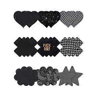 Nipple Pasties Black 9 Pairs Rave Pack Covers Stickers for Rave, Music Festivals, Beach or Daily Wear