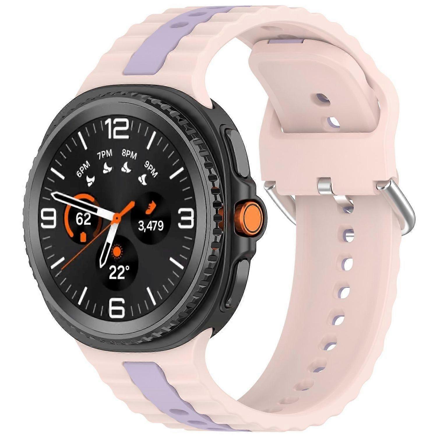 For Samsung Galaxy Watch 8 / 8 Two Color Silicone Replacement Smart Watch Band Pink / Purple