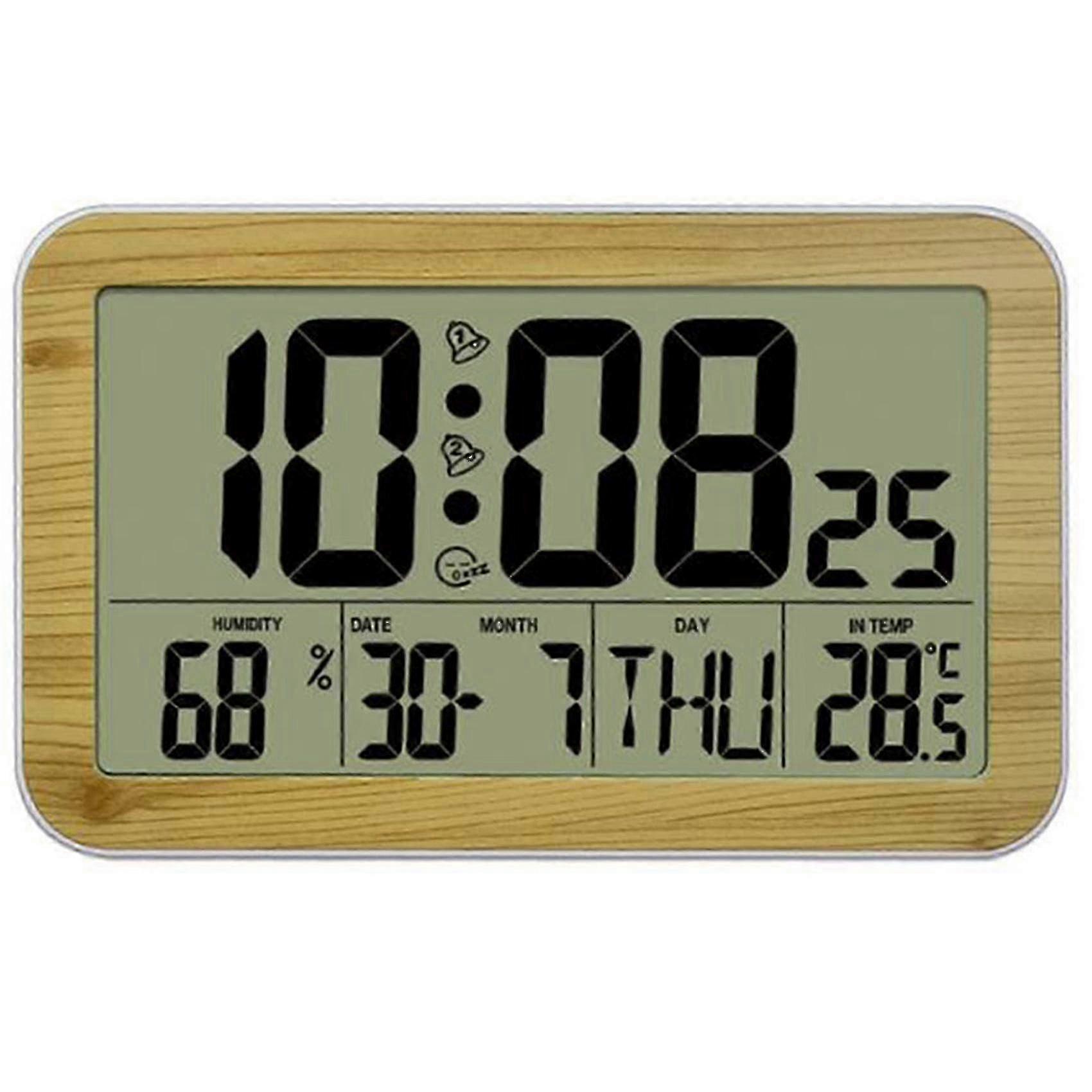 Digital wall clock, multi-functional and suitable for multiple scenarios, automatic setting, accurate time reporting and temperature display AV