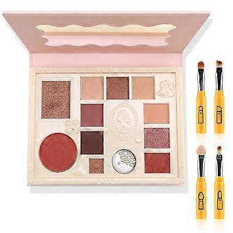 Palette di ombretti a 12 colori con pennelli, finish opaco e brillante, kit trucco da viaggio per look versatili.