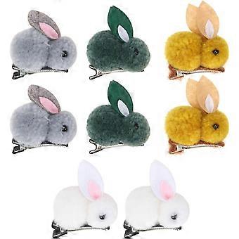 Plush Rabbit Hair Clips in Rabbit Shape for Girls 8pcs Adorable Hairclips Lightweight Cloth Hair Accessories Random Color for Costume Party and Cospla