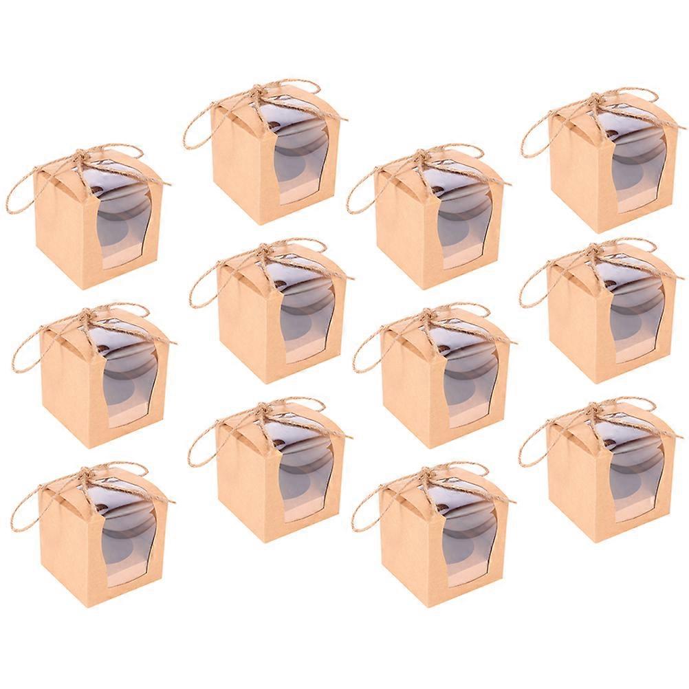 12Pcs  Cake Boxes Paper Bakery Boxes Packaging Boxes Wrapping Cases with Window