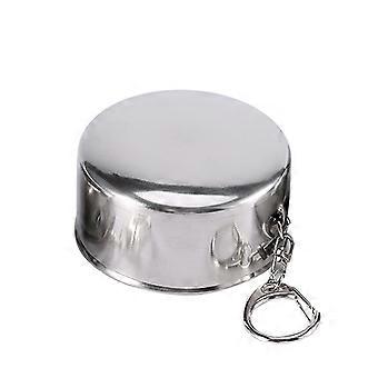 Stainless Steel Collapsible Travel Cup with Keychain, Foldable Camping Mug for Outdoor Use