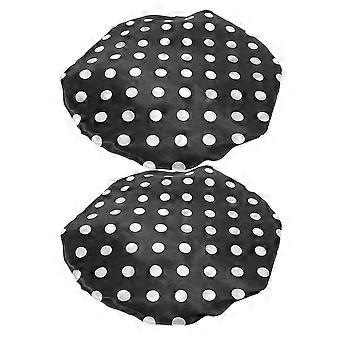 2Pcs Waterproof Shower Cap Adjustable Hair Bonnet for Women Black