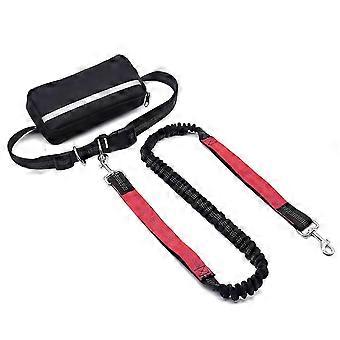 Freihändige Hundeleine für 2 Hunde, verstellbare Taillenleine mit Tasche und gepolstertem Griff, Hundespaziergangszubehör