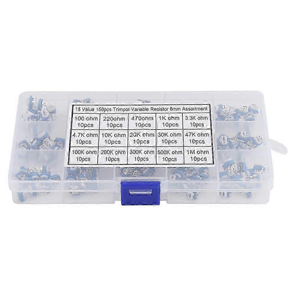 Ouitble Potentiometer Variable Resistors Potentiometer Trimmer Potentiometer Vertical Variable Resistor Potentiometer 150Pcs Blue White