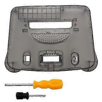 Translucent Replacement Shell Set Compatible with N64 Console, Transparent Black - Includes Screwdriver & Logo Sticker