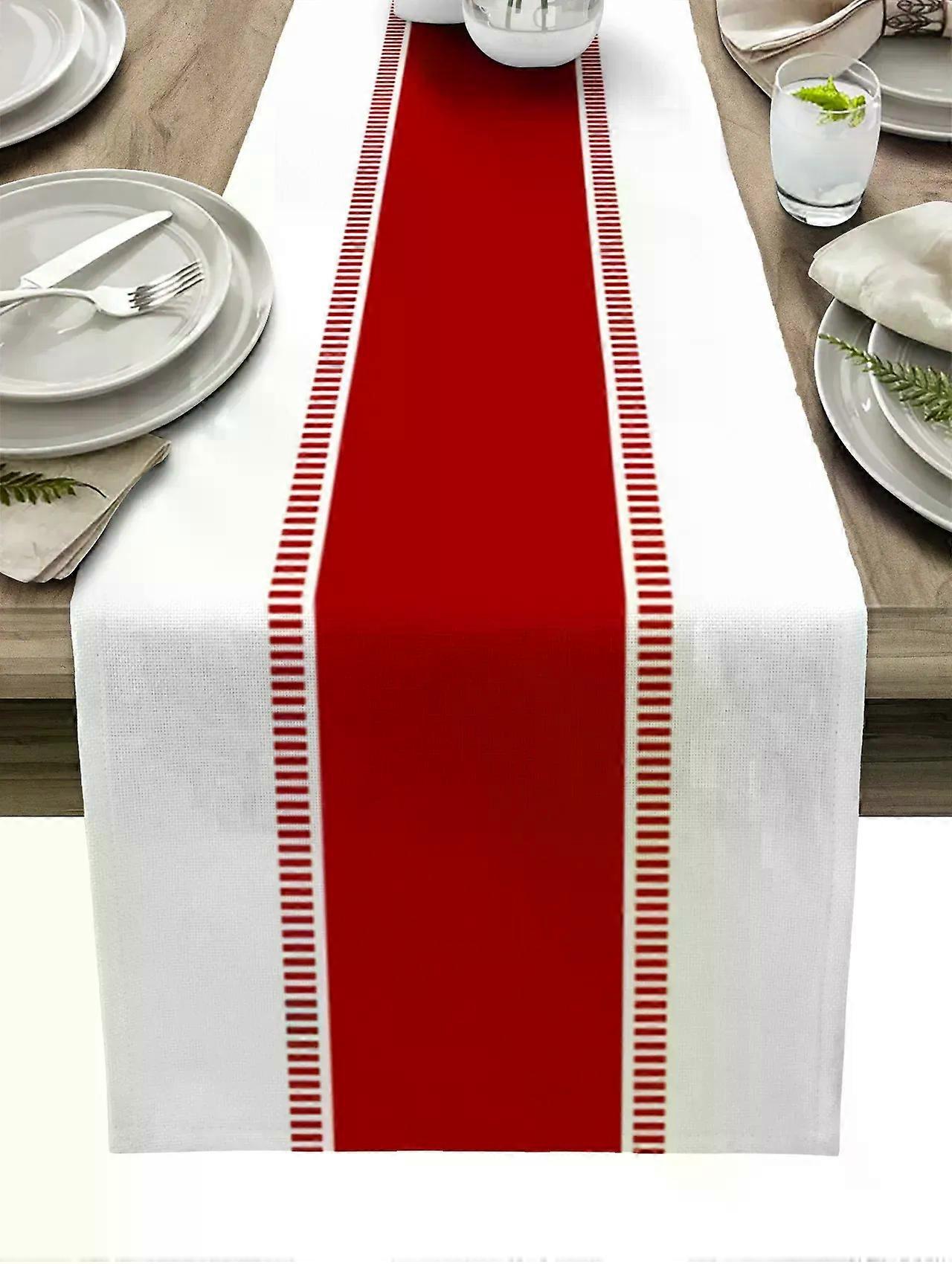 Red Stripe Solid Color Texture Table Runner Decoration Home Decor Dinner Table Decoration Table Decor