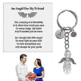 Silver Tone Angel Keyring Charm Protection Prayer Gift Memorial Key Chain Blessing Angel Key Ring