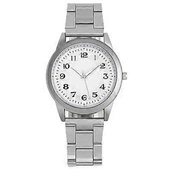 Round Dial Luminous Men Watch, Arabic Roman Numeral Steel Strap Wristwatch for Formal and Casual Wear