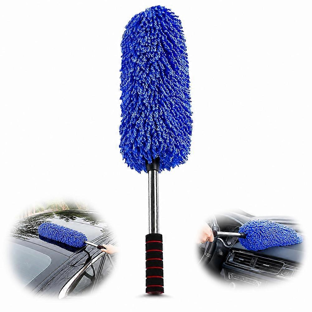 Extendable Microfiber Car Duster with Soft Round Brush and Telescopic Handle