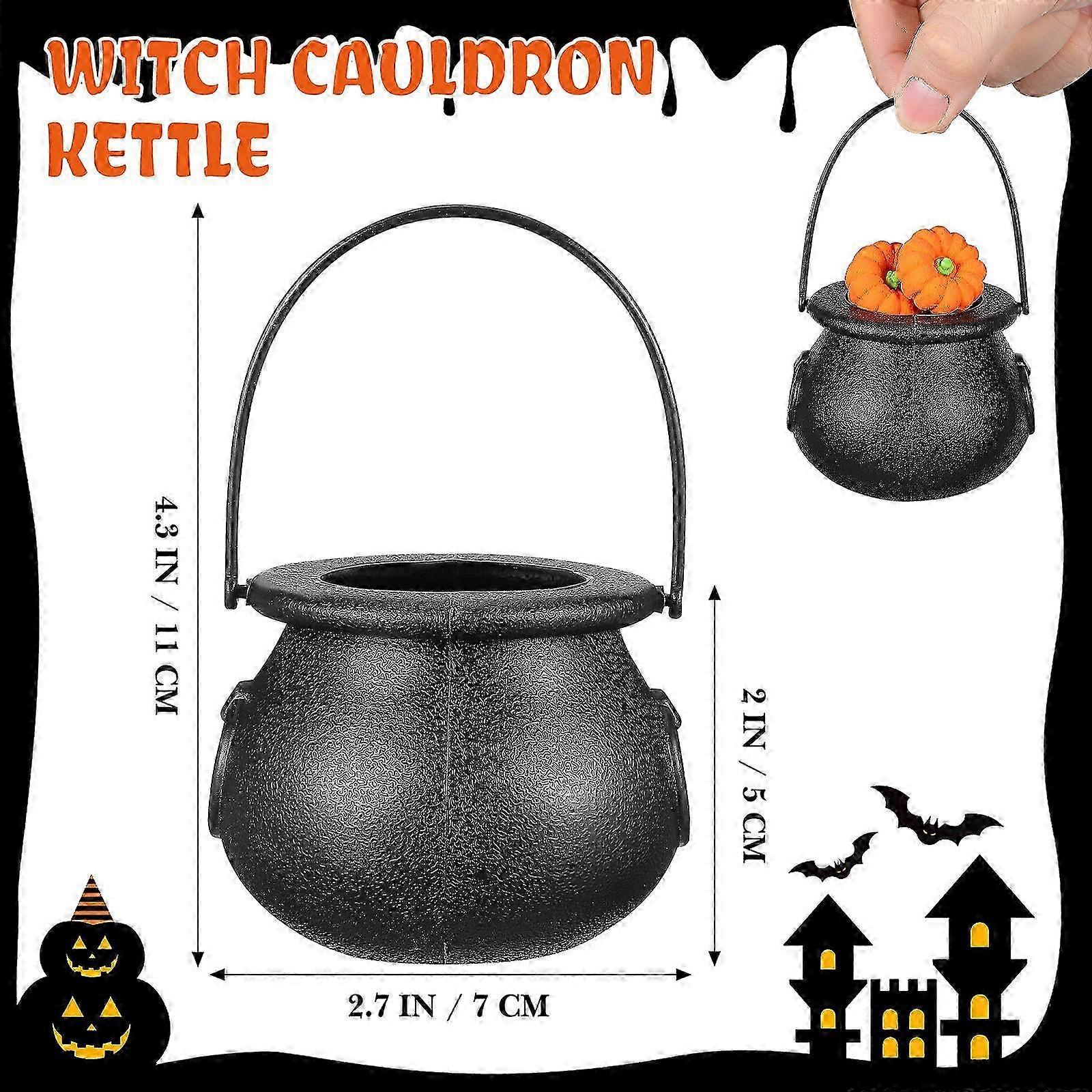 Candy Storage 12Pcs Black Mini Plastic Halloween Cauldron Buckets