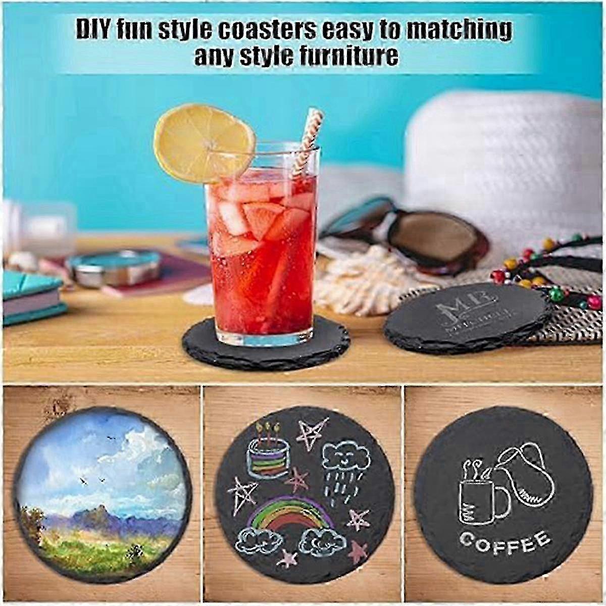 6 Pack Natural Stone Coasters 10cm
