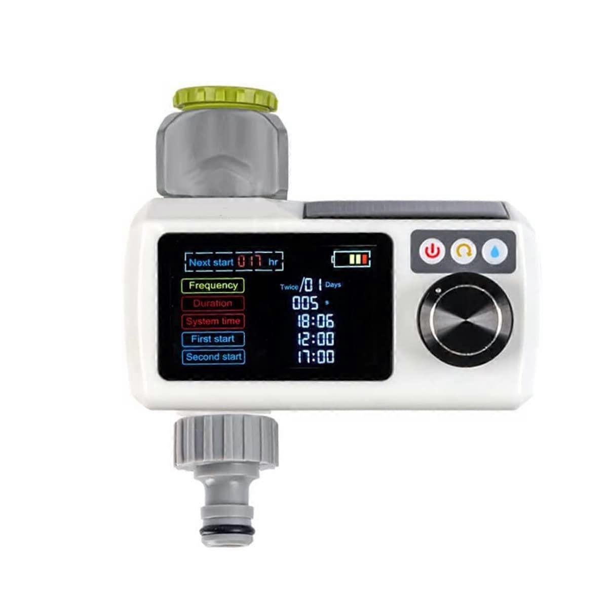 Automatic Watering Timer with LCD Display and Rain Sensor, Dual Outlet Irrigation Controller for Garden