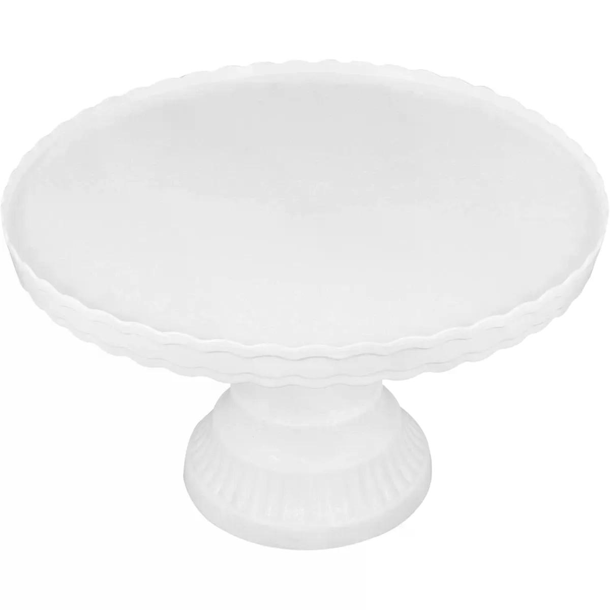 Plastic Round Cake Stand, White, 12"
