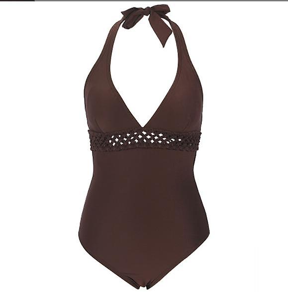 Fashionable Women's Solid Color Backless Triangle One-piece Hollow Sexy Swimsuit