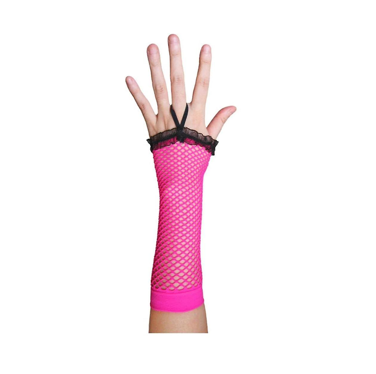 Net gloves - Long Pink